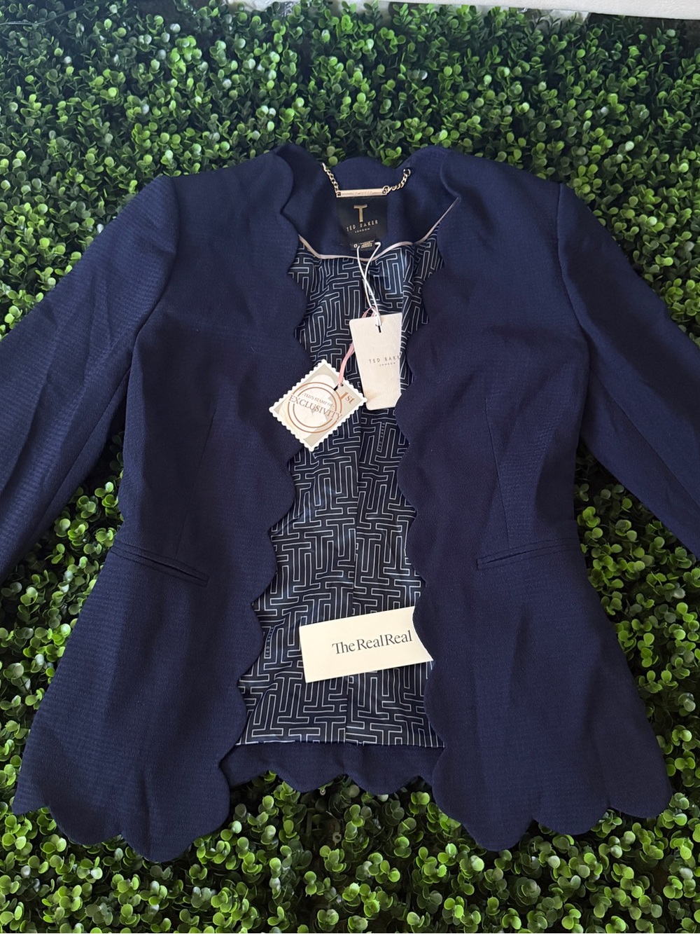 Ted Baker Navy Scalloped Edge Blazer Jacket